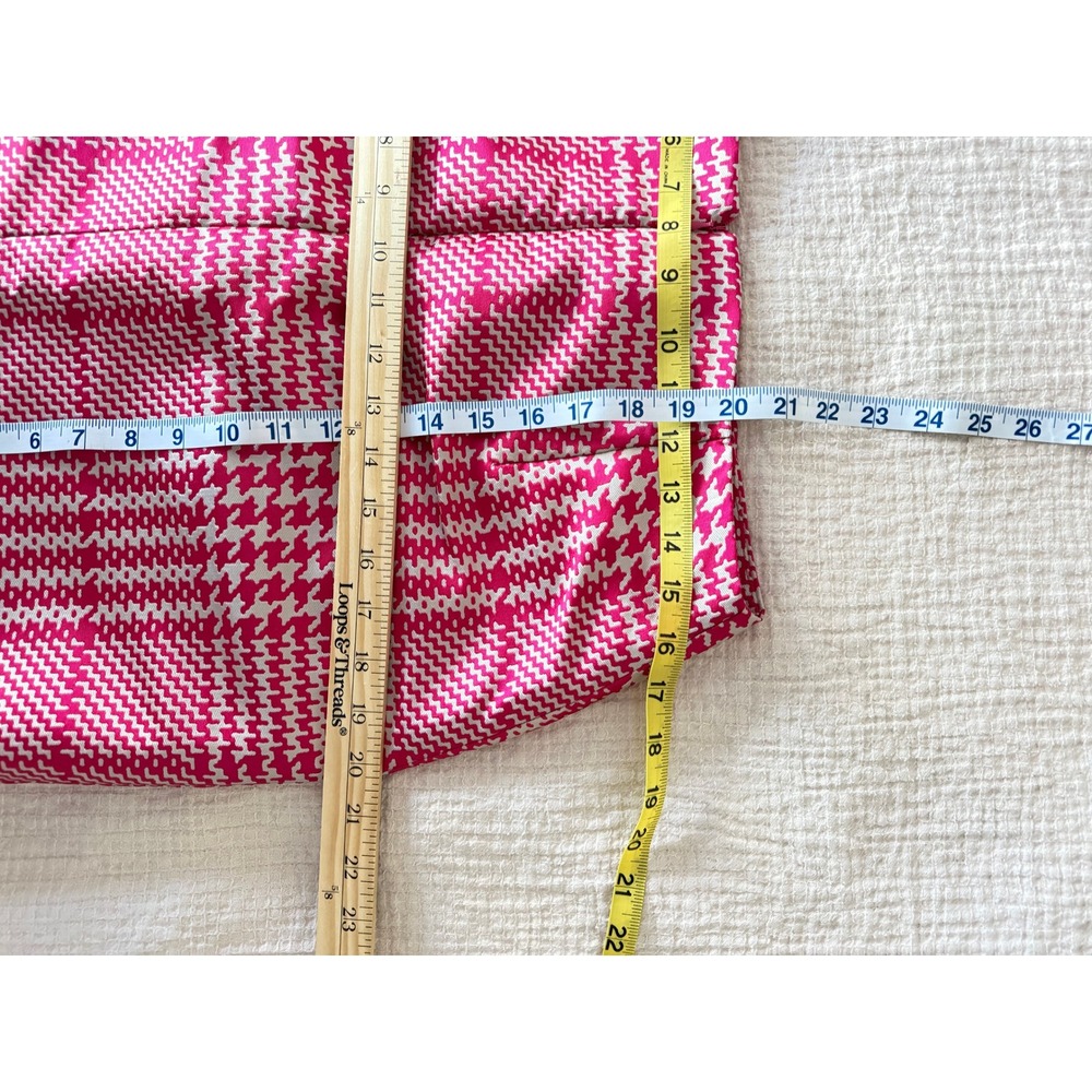 WHBM Pink Cream Houndstooth Plaid‎ Mini Pencil Boot Skirt 8 - Picture 3 of 8